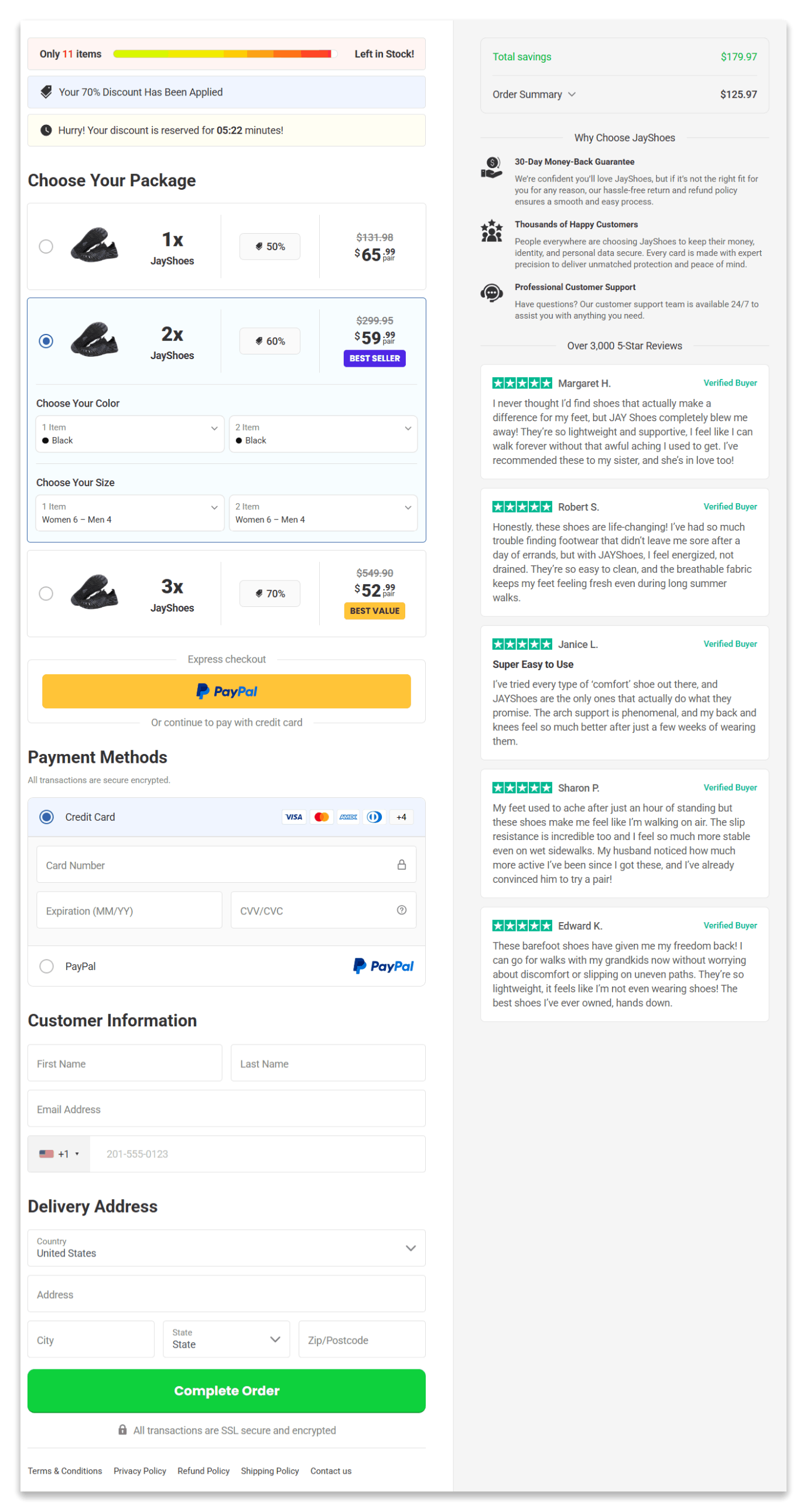 JayShoes Barefoot Shoes secure checkout page